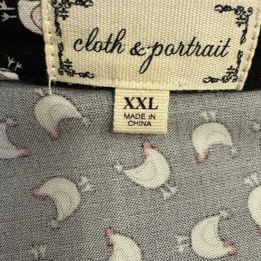 Cloth & Portrait Top XXL Womens Button Up Chicken Novelty Print Farmcore Office - Picture 7 of 8